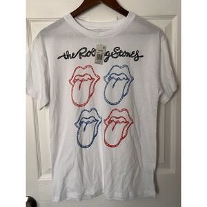 The Rolling Stones Shirt White Crew Neck Short Sleeve Graphic T-Shirt Juniors M